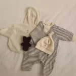 [66-90cm] 韓国風 ボーダー ロンパース - Image 4