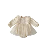 [66-90cm] レース襟 ワンピース風 ロンパース - Image 5