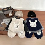 [73-110cm] ウサギ柄 ボア セットアップ - Image 4