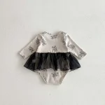 [66-90cm] ワンピース風 小花柄 ロンパース - Image 5