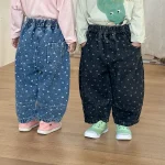 [80-150cm]デニム パンツ ハート柄 カジュアル 履きやすい - Image 4