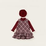 [80-140cm] プリンセス風 ジャンパー スカート&ニット&帽子3点セット - Image 4