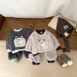 [73-110cm]韓国風 キャラ あったか セットアップ