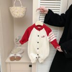 [66-100cm] わんちゃん 刺繍 ニットカバーオール - Image 4