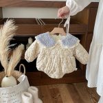 [66-90cm] 小花柄 キルティング ロンパース - Image 8