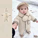 [66-100cm] キルティング あったか カバーオール&マフラー - Image 4