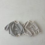 [66-90cm]ボーダー 丸首 ロンパース - Image 13