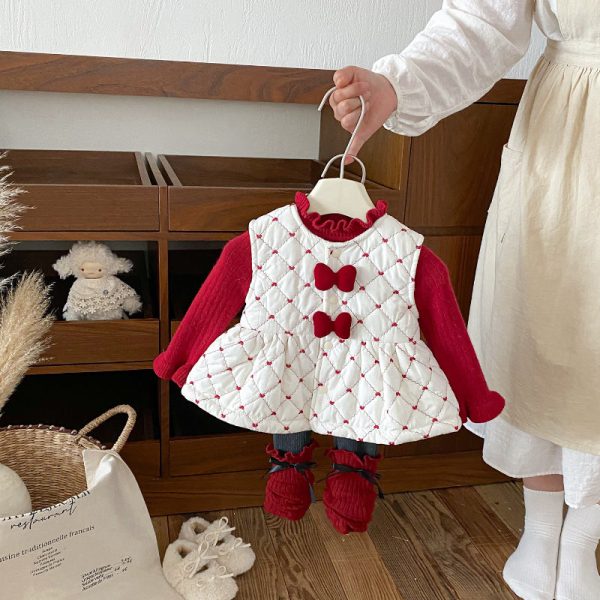 [73-100cm] リボン 中綿 ベスト