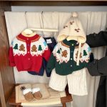 [73-110cm] クリスマスツリー柄 ニットカーディガン - Image 3