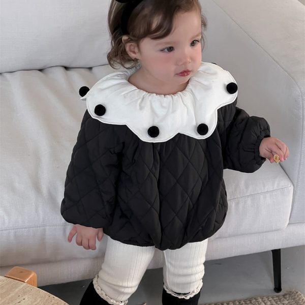 [66-90cm]暖かい ポンポン付き ロンパース