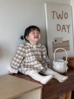 [66-90cm]レース チェック柄 ロンパース - Image 4