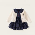 [80-140cm]無地 ニット カーディガン&ドット ワンピース - Image 8