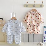 [73-100cm]レインボー ボーダー 小犬 セットアップ ルームウェア - Image 4