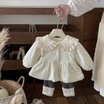 [73-100cm] フリル襟 裏起毛 ジャケット