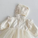 [66-90cm] 肩フリル レース ロンパース - Image 5