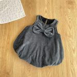 [73-100cm] ヘップバーン風ドレスワンピ&ニットインナー 2点セット - Image 7