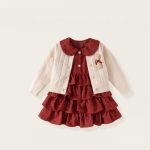 [80-140cm]無地 ニット カーディガン&ドット ワンピース - Image 9