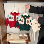 [73-110cm] クリスマスツリー柄 ニットカーディガン - Image 5