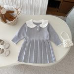 [73-110cm]韓国風 ニット プリーツワンピース - Image 10