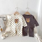 [73-100cm]ドット くま ルームウェア セットアップ - Image 4