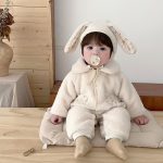 [66-100cm] 蝶結び柄 カバーオール&フード - Image 5