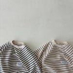 [66-90cm]ボーダー 丸首 ロンパース - Image 12