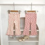 [73-110cm]小花柄 くまベルボトムパンツ