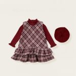 [80-140cm] プリンセス風 ジャンパー スカート&ニット&帽子3点セット - Image 10