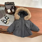 [73-110cm] シンプル フード付き ボア アウター - Image 2