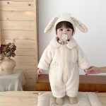 [66-100cm] 蝶結び柄 カバーオール&フード - Image 2