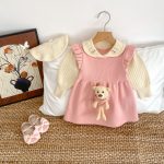 [73-110cm]熊さん付き レイヤード ワンピース - Image 6