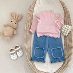 [73-110cm]フリンジ ストレート デニムパンツ - Image 5