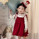 [73-100cm]リボンキャミワンピース&;ドット長袖トップス - Image 3