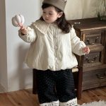 [73-110cm] 韓国風 ニット襟 中綿アウター - Image 3