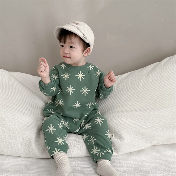 [66-90cm]雪の結晶柄 オールインワン