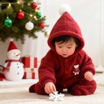 [66-100cm] くまワッペン あったか フード付き カバーオール - Image 2