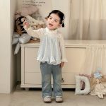 [73-100cm]インナートップス&デニムフレアパンツ スウィート キャミチュニック - Image 5