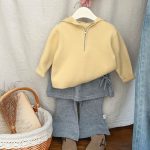 [73-110cm]フェイクレイヤード ベルパンツ - Image 2