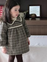 [73-100cm]レース チェックの厚手 ワンピース - Image 8