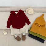 [73-110cm] フード付き ニット プルオーバー - Image 5