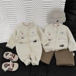 [66-110cm] わんちゃん 刺繍 カバーオール/カーディガン - Image 9