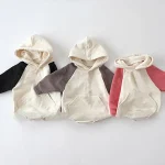 [65-100cm] フード付きカラー切り替え ロンパース