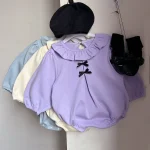 [66-90cm] リボン フリル襟 ロンパース - Image 13