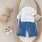 [73-110cm]フリンジ ストレート デニムパンツ - Image 11