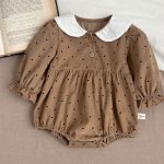 [66-100cm]ドット 小花柄 ロンパース - Image 2