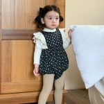 [66-130cm] 韓国風 小花柄 中綿 ロンパース ワンピース - Image 6