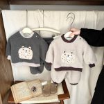 [73-110cm]韓国風 キャラ あったか セットアップ - Image 7