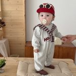 [66-100cm]英字&子犬柄 ケープ付き カバーオール