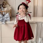 [73-100cm]リボンキャミワンピース&;ドット長袖トップス - Image 8