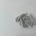 [66-90cm]ボーダー 丸首 ロンパース - Image 2